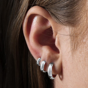 Trio de Argolas Lisas em Prata 925